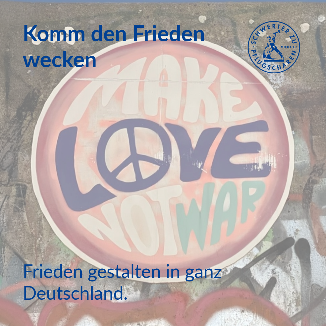 Ein Graffiti des Slogan Make love not war.